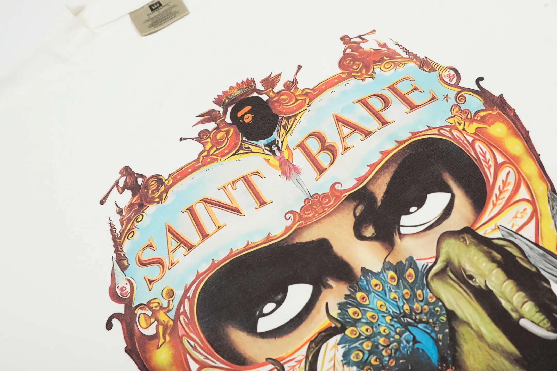 VT9239 P130💰 Saint Michael joint BAPE tribute to Michael Jackson digital direct printing printing retro short-sleeved T-shirt small neck design digital direct printing high street retro heavyweight Vintage short sleeves Size: S M L XL